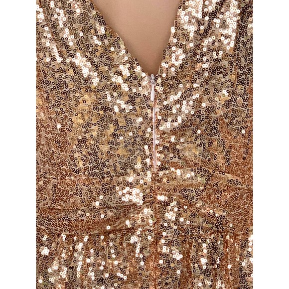 Fashion Classic Fashion Sequin Faux-Wrap Sheath Dress Rose Gold S (US 2-4) - Picture 4 of 7